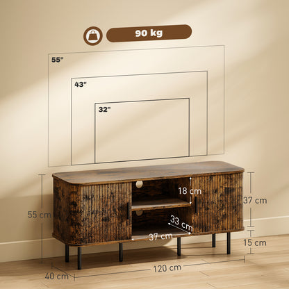 TV Stand Cabinet for TVs up to 55 Inches, TV Unit with Storage Shelves and Cupboard for Living Room, Rustic Brown
