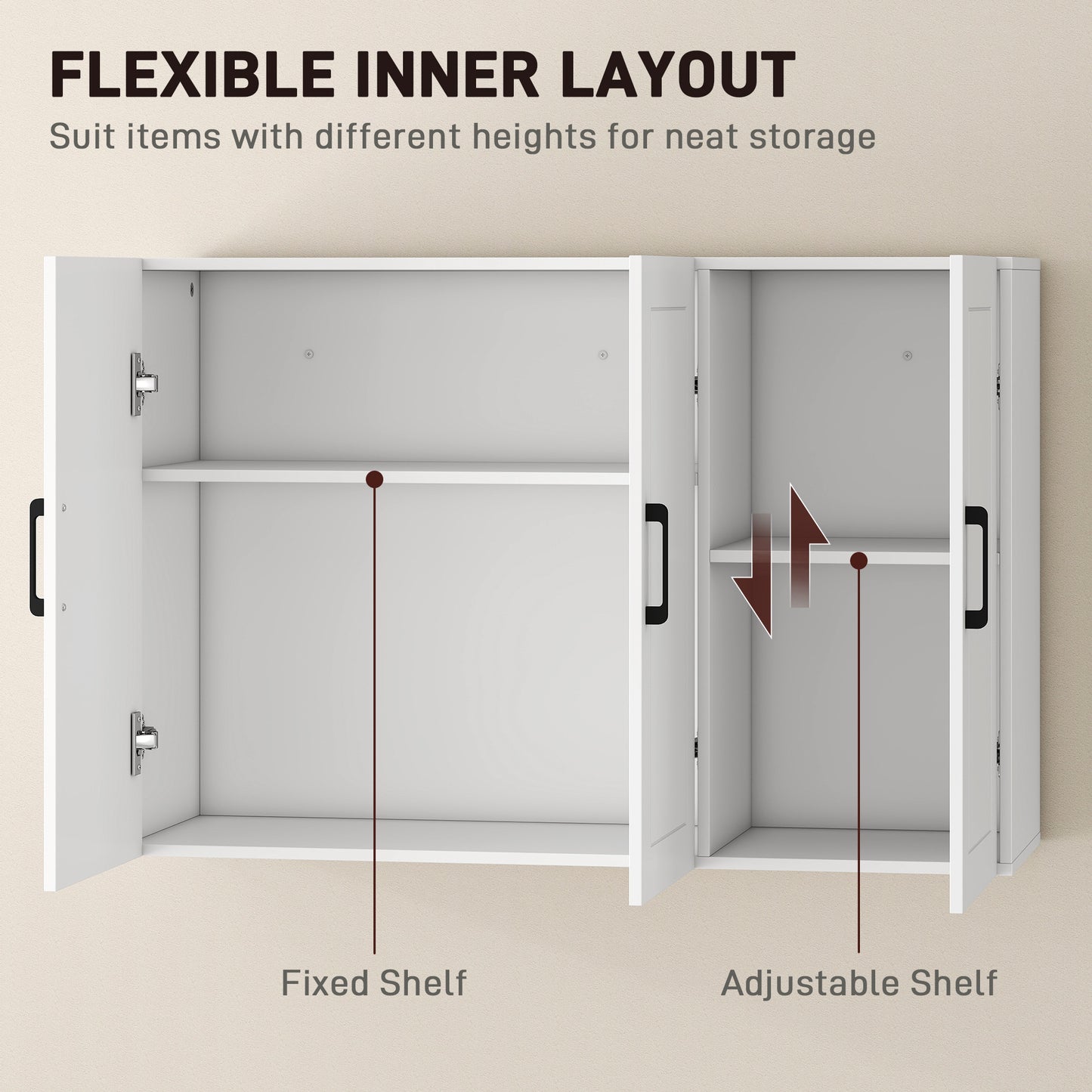 Bathroom Wall Cabinet, Wall Mounted Bathroom Cabinet, Over the Toilet Space Saver with Adjustable Shelves, White