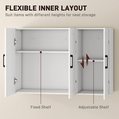 Bathroom Wall Cabinet, Wall Mounted Bathroom Cabinet, Over the Toilet Space Saver with Adjustable Shelves, White
