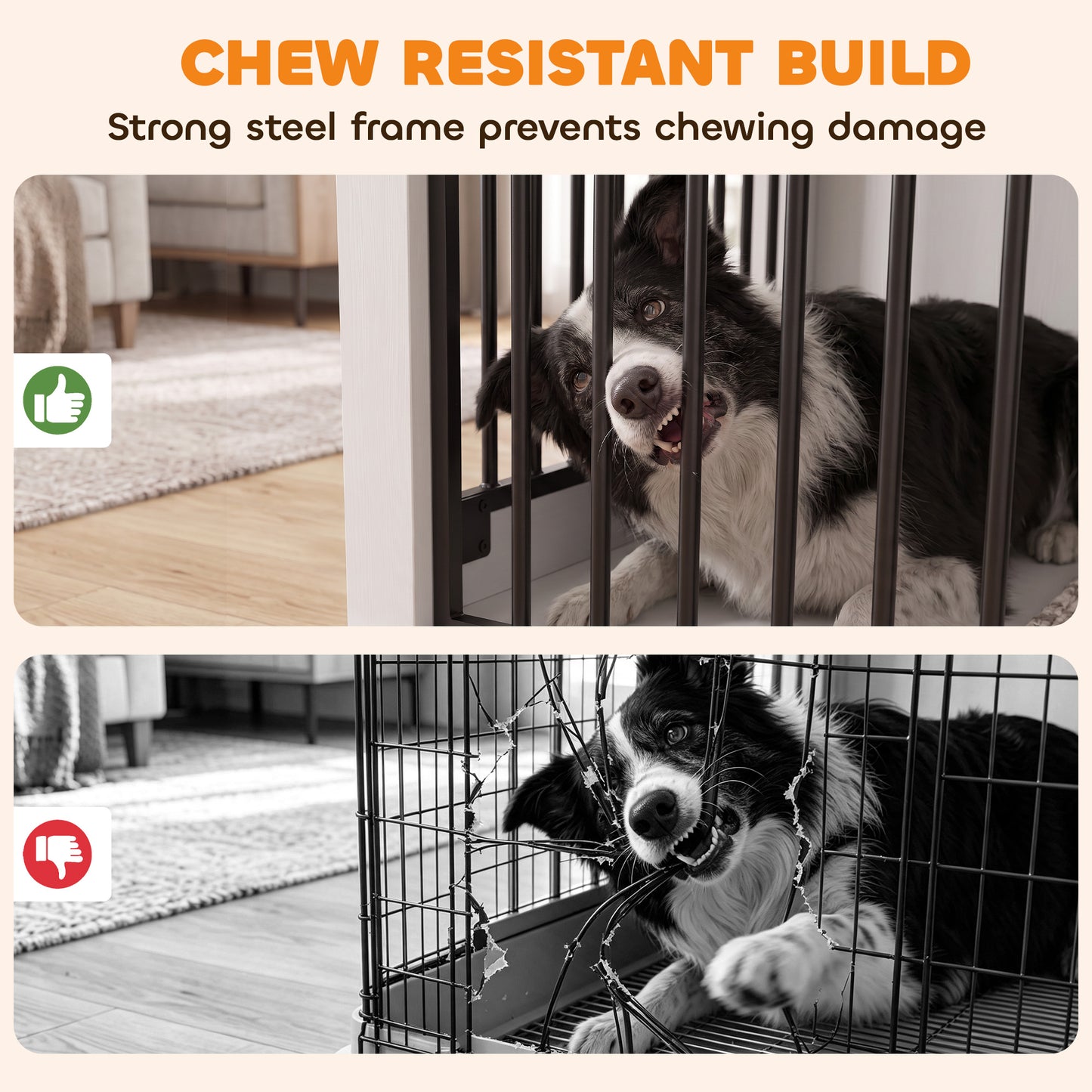 100 cm Large Dog Crate Furniture with Sliding Barn Door for Large Dogs, White