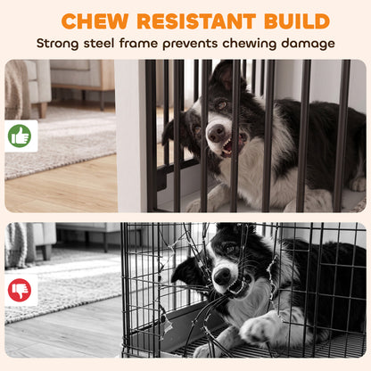 100 cm Large Dog Crate Furniture with Sliding Barn Door for Large Dogs, White