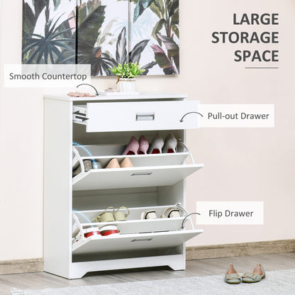 Shoe Cabinet, Slim Shoe Storage Cabinet with Drawer, 2 Flip-up Doors and Adjustable Shelf