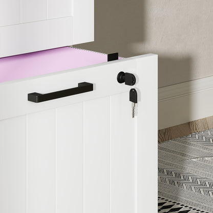 4 Drawer Filing Cabinet with Lock, Office Storage Cabinet with Adjustable Hanging Bars for A4 Letter Size Files, White
