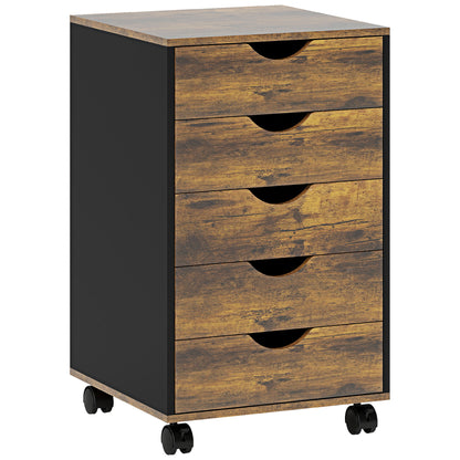 Five-Drawer Filing Cabinet - Rustic Brown