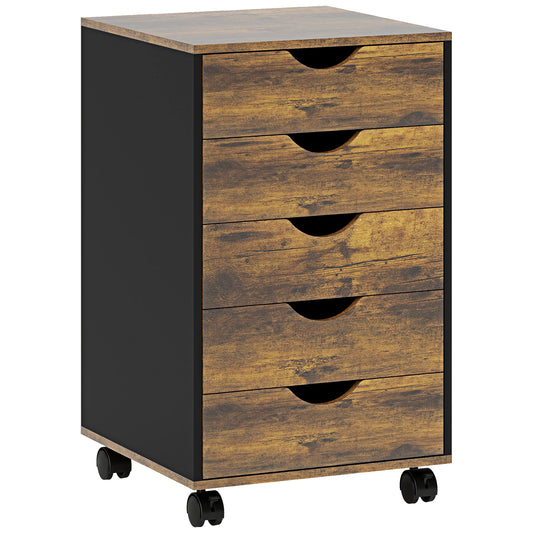 Five-Drawer Filing Cabinet - Rustic Brown