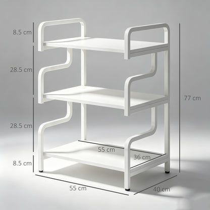 3-Tier Printer Stand with Storage Shelves, Printer Table, 55 x 40 x 77cm Printer Shelf for Home Office, Study, White