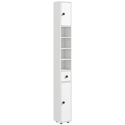 180cm Slim Bathroom Cabinet with 9-layered Independent Storage for Family-friendly Storage - White
