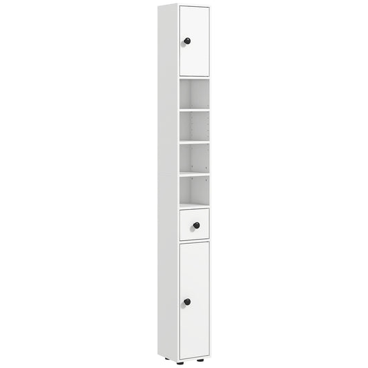 180cm Slim Bathroom Cabinet with 9-layered Independent Storage for Family-friendly Storage - White