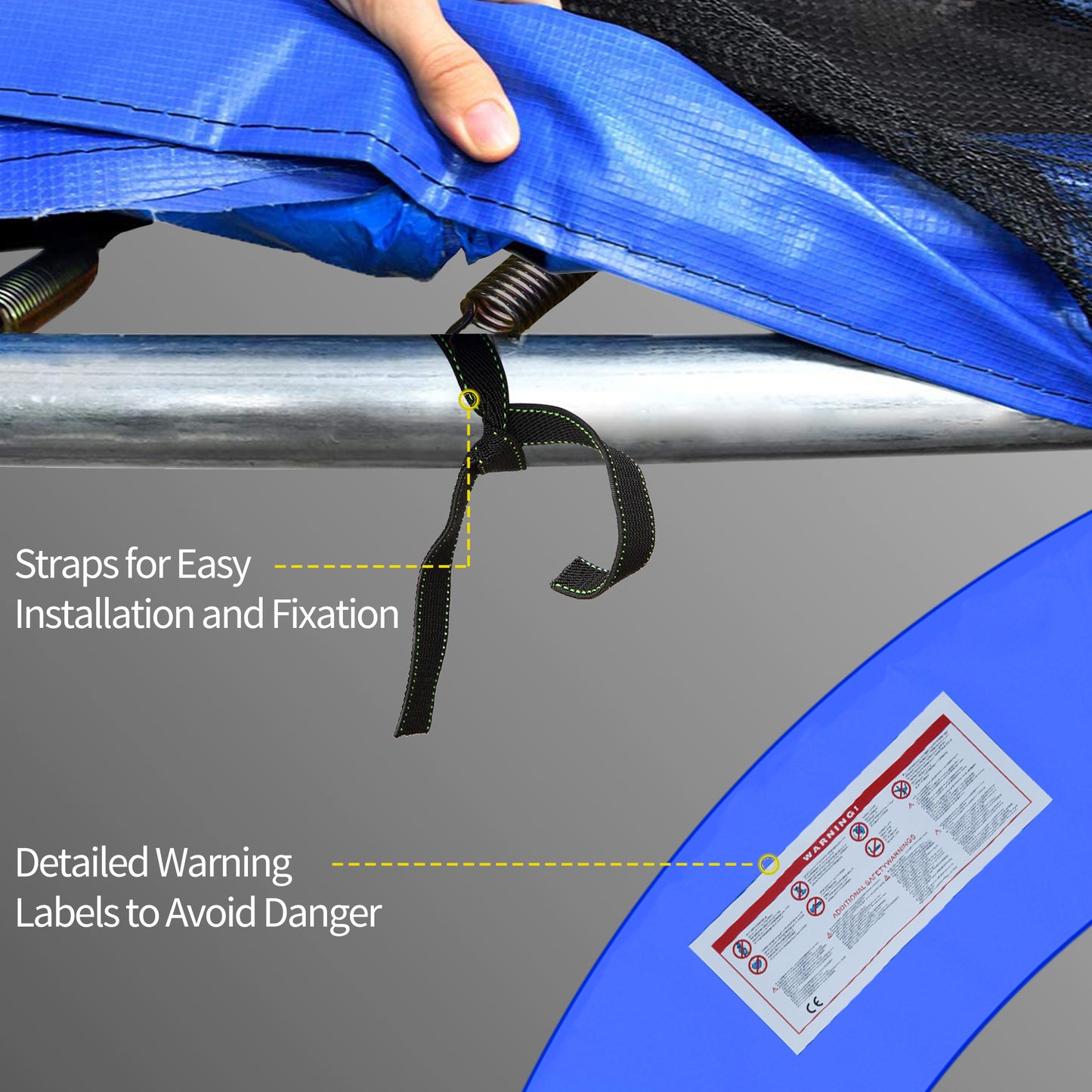 12ft Trampoline Pad, Φ366cm Trampoline Accessories Surround Pad Thick Foam Pads Padding Replacement Spare, No Holes for Pole