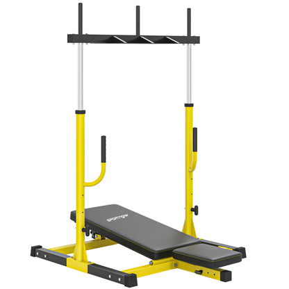 Vertical Leg Press Machine with Adjustable Leg, Back and Head Positions, 1" Standard Plate Compatible, Yellow