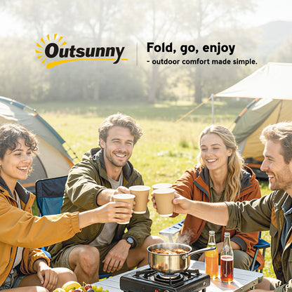 Folding Camping Table, 90 x 55 cm Height Adjustable Portable Collapsible Table