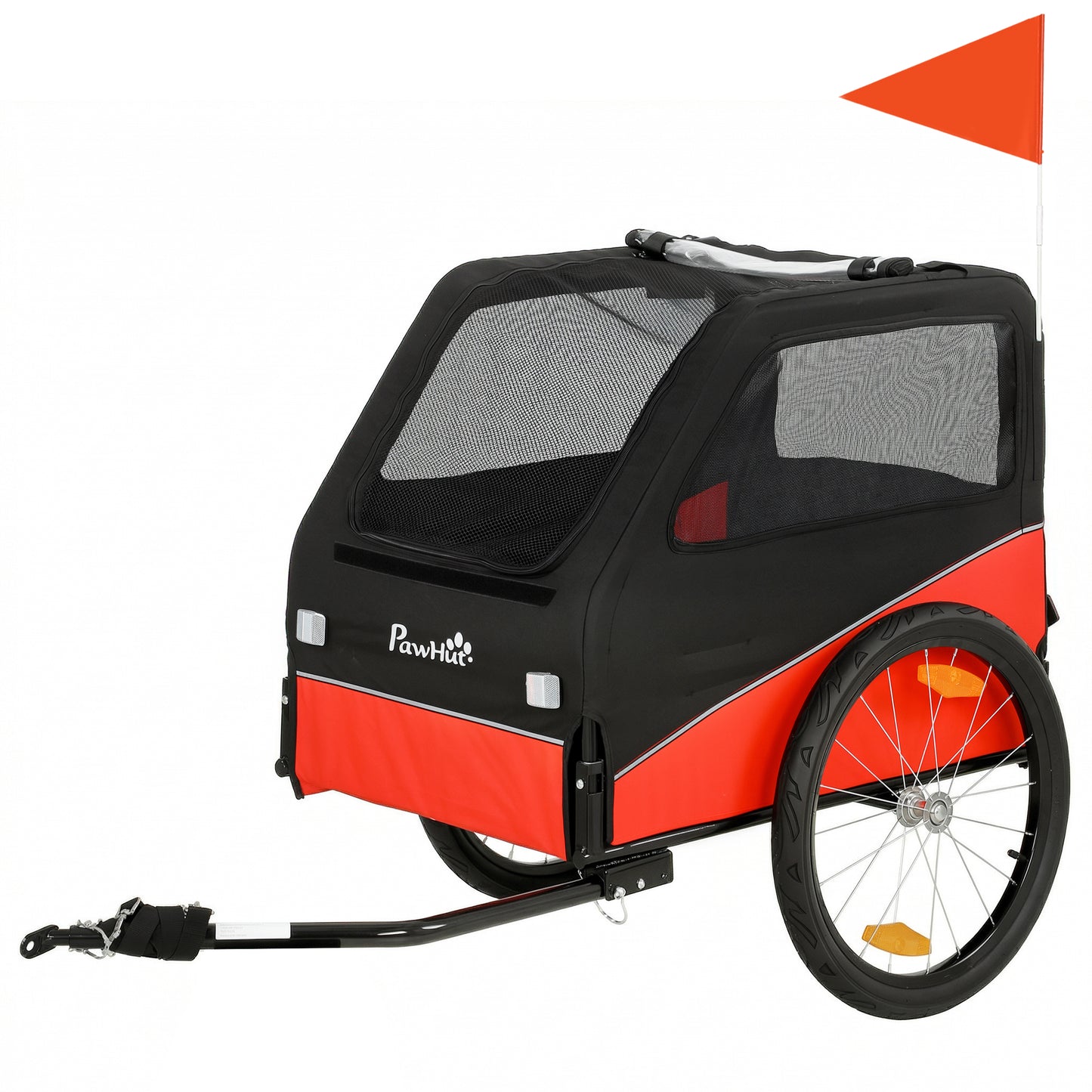 Dog Bike Trailer, Dog Cart Bicycle Carrier for Small and Medium Pets with 20" Inflatable Rubber Wheels, Red