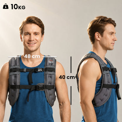 10KG Weighted Vest, Running Weight Vest with Adjustable Strap, Convenient Pocket and Reflective Strips for Men and Women