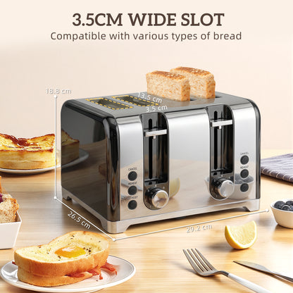 Retro 3000W Kettle and Toaster Set - Black