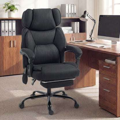 High Back Vibration Massage Office Chair Heated Reclining Computer Chair w/ Adjustable Height, Swivel Wheels, Black