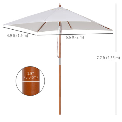 2m x 1.5m Garden Parasol Umbrella with Tilting Sunshade Canopy, Outdoor Market Table Umbrella with Wood and Bamboo Frame