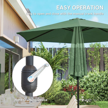 2.6 m Garden Parasol Umbrella with Aluminium Pole, Outdoor Patio Umbrella with Tilt and Crank, Vent, Dark Green