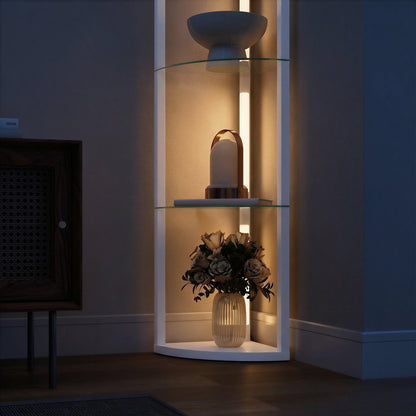 LED Floor Lamp with Shelves, Dimmable Standing Lamp with Foot Switch for Living Room, Bedroom, White