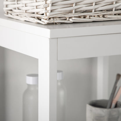 Narrow Floor Cabinet, Bathroom Cabinet with 3 Drawers and 2 Open Shelves, 30W x 30D x 141.6Hcm, White