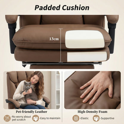 155° Reclining Faux Leather Swivel Office Chair - Brown