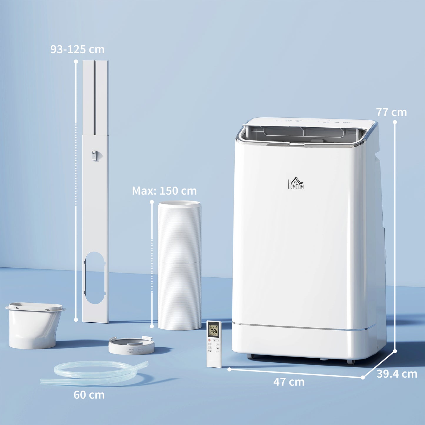 14000 BTU Mobile Air Conditioner, 35m², Smart Home WiFi, with Dehumidifier, Fan, 24H Timer, Window Kit, White