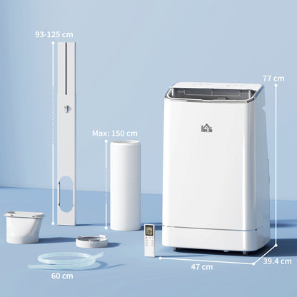 14000 BTU Mobile Air Conditioner, 35m², Smart Home WiFi, with Dehumidifier, Fan, 24H Timer, Window Kit, White