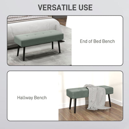 End of Bed Bench, Corduroy Bedroom Bench with Thick Padding and Steel Legs, Tufted Window Seat for Entryway, Living Room