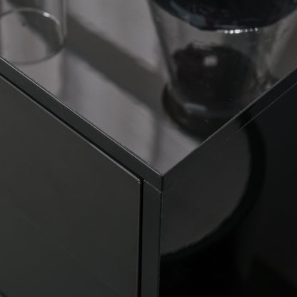 High Gloss Frame Sideboard, Push-Open Design with 2 Drawers for Living Room, Bedroom, 74H x 79W x 36Dcm, Black