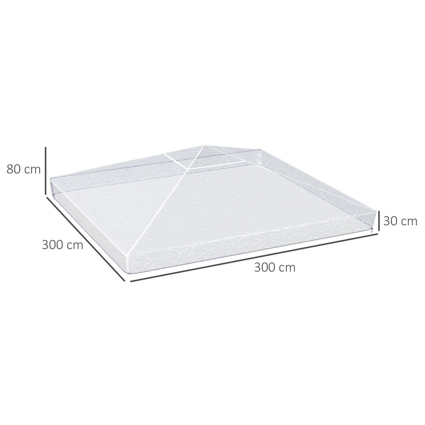 3 x 3 (m) Gazebo Protective Cover, Waterproof Transparent Gazebo Replacement Canopy Cover Top for Canopy and Tent