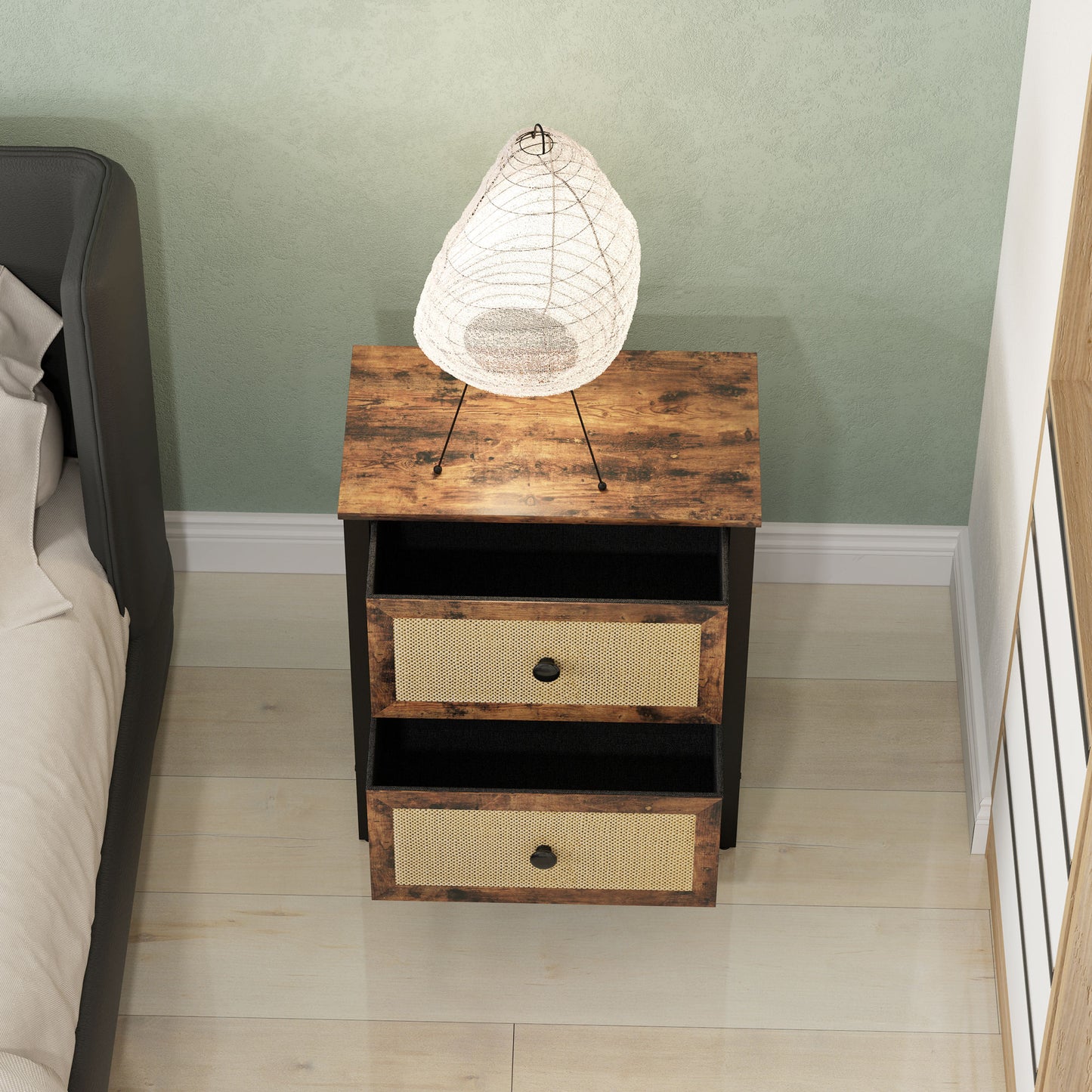 Industrial-Natural Bedside Table - Brown