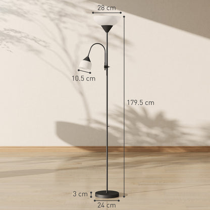 LED Floor Lamp 180cm Tall Standing Lamp with Adjustable Gooseneck, 3000K/4500K/6500K Colour Temperatures, Black