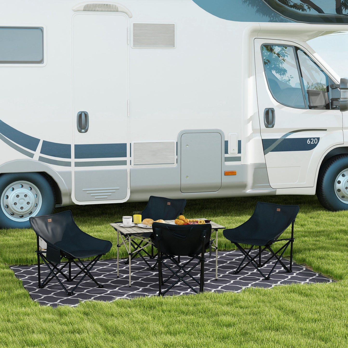 Camping Chair, Lightweight Folding Chair with Carrying Bag and Storage Pocket, Perfect for Festivals, Fishing