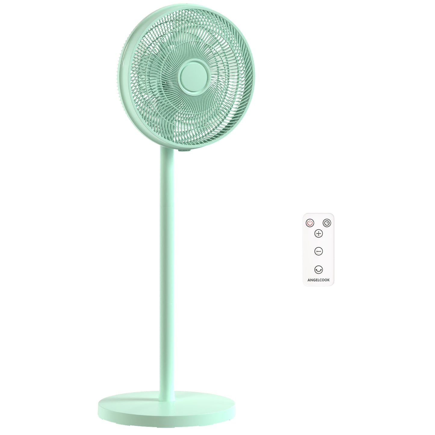 40 cm Standing Fan, Cooling Floor Fan with 80° Oscillating, Adjustable Tilt and Height, 4 Speed, Remote Control, Green