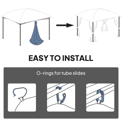 4 Pack Replacement Gazebo Curtains Privacy Panel for Most 3 x 3 m Gazebo, Outdoor Shelter Sidewalls, Khaki