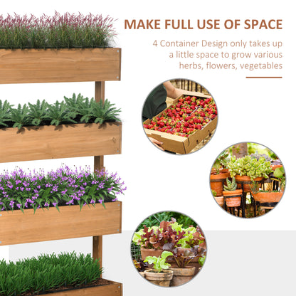 Four-Tier Basket Wooden Plant Stand - Orange
