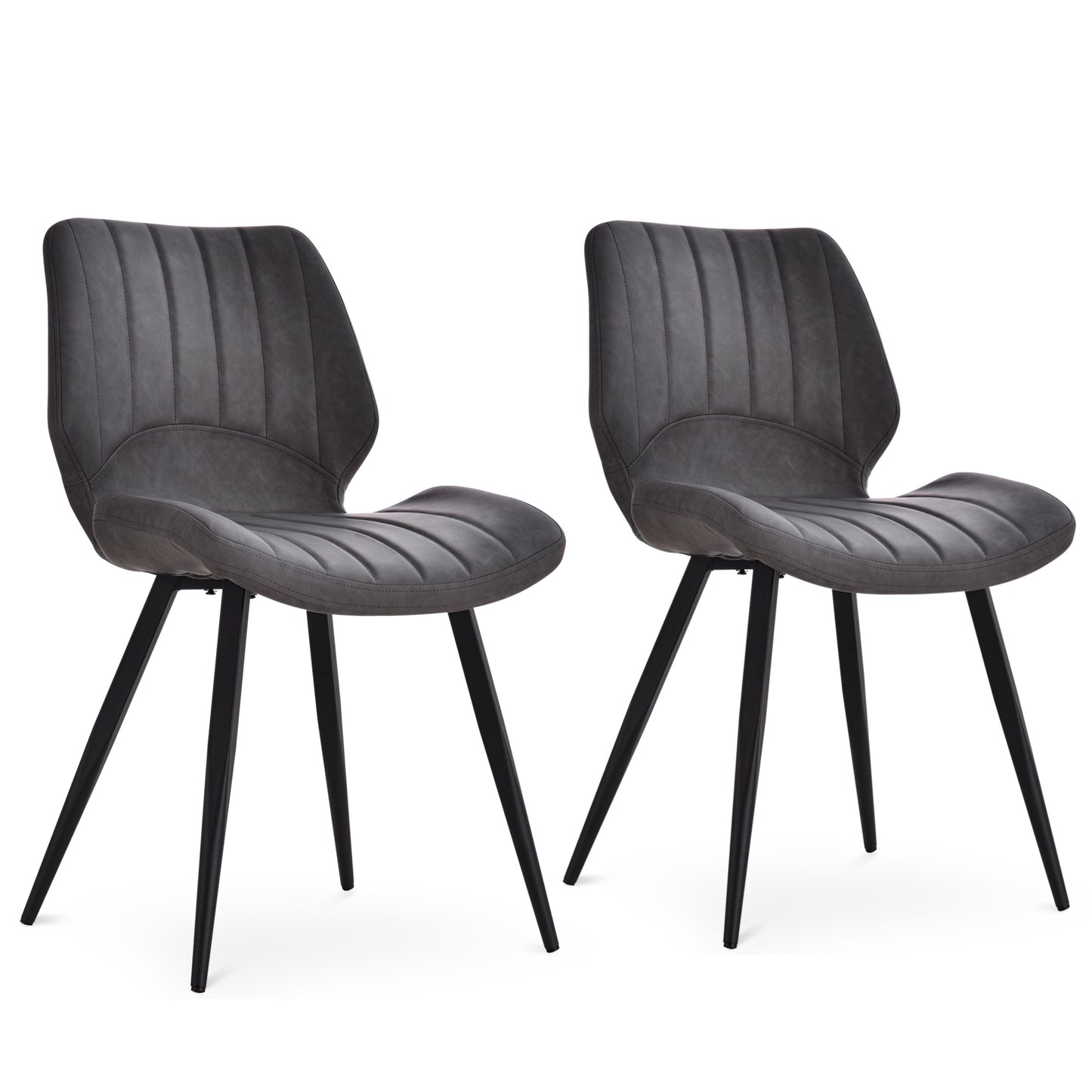 Dining Chairs Set of 2, PU Leather Upholstered Kitchen Chairs with Backs