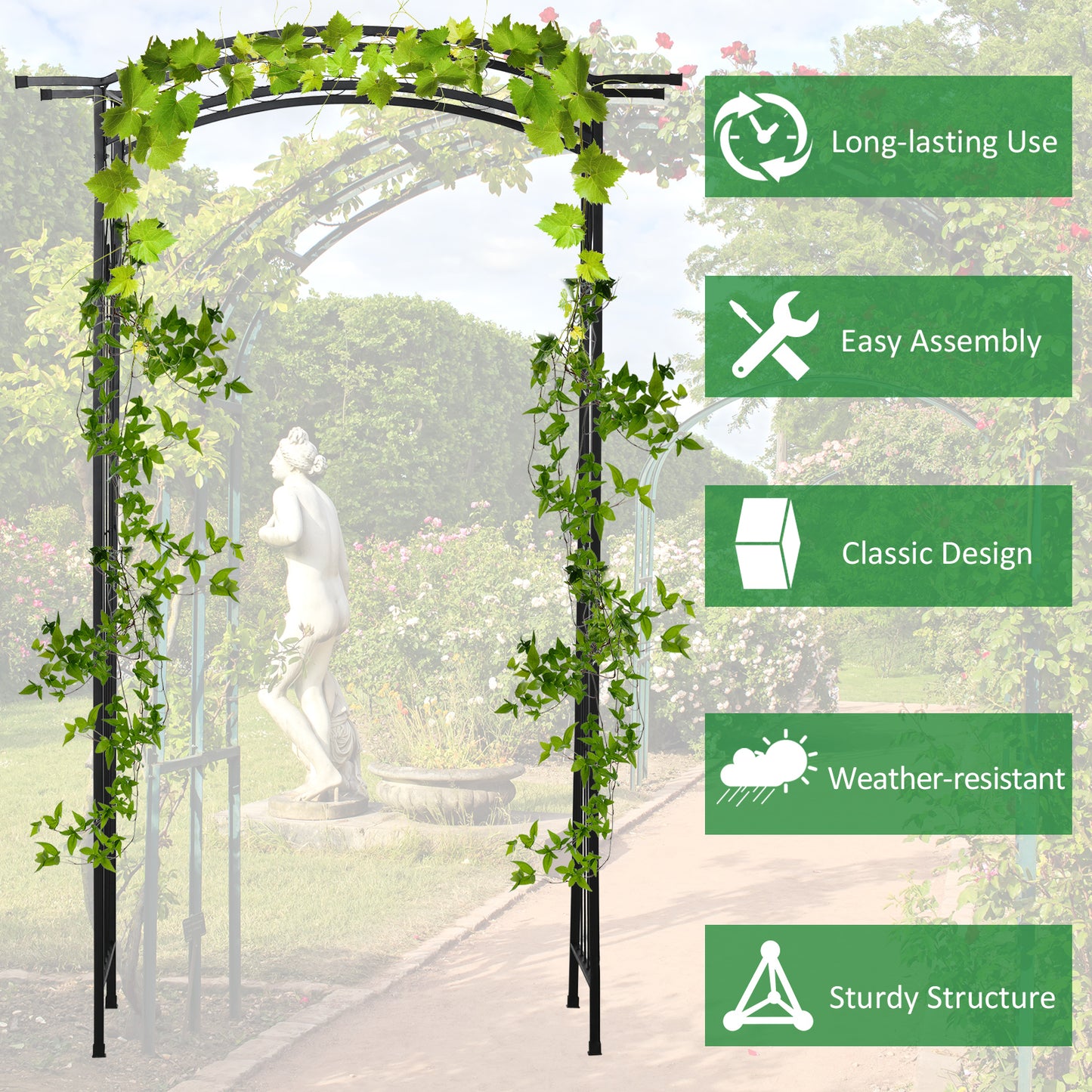 211cm Height Metal Garden Arch Arbor for Wedding Decor for Climbing Plants and Outdoor Decoration