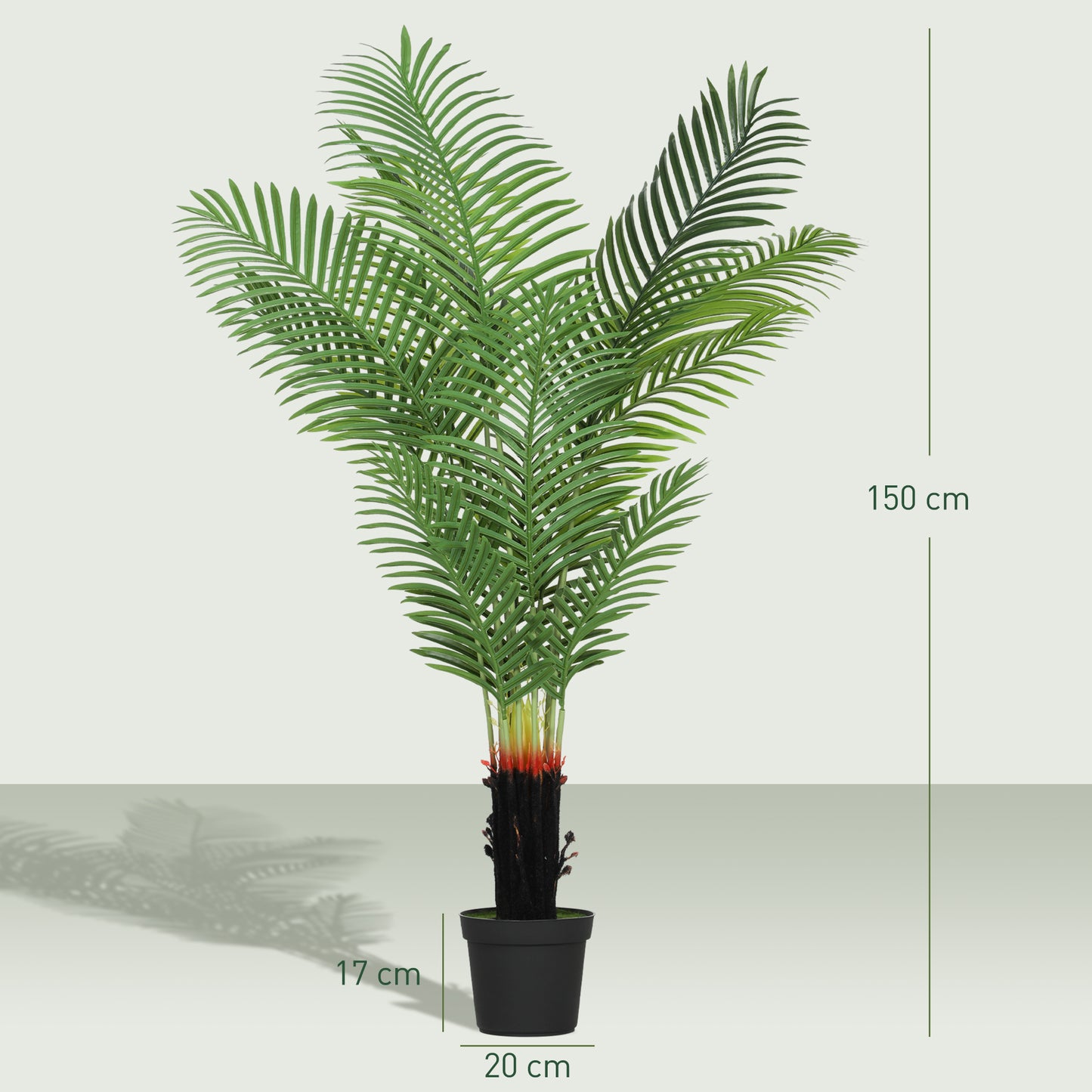 150cm Artificial Areca Palm Tree with 12 PE Leaves, Decorative Artificial Plant with Plastic Pot and Flocked Soil