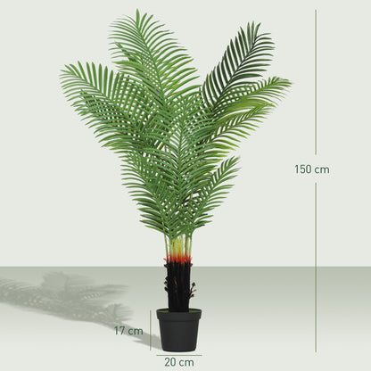 150cm Artificial Areca Palm Tree with 12 PE Leaves, Decorative Artificial Plant with Plastic Pot and Flocked Soil