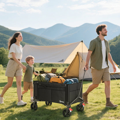 Festival Trolley on Wheels, 150L Folding Camping Trolley Cart with Openable Sides