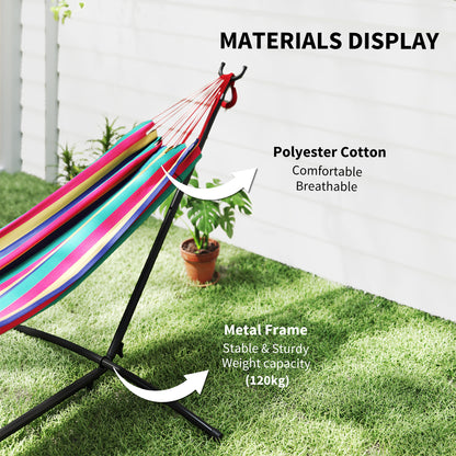 298 x 117cm Hammock with Stand Camping Hammock with Portable Carrying Bag, Adjustable Height, 120kg Load Capacity