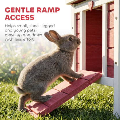 Wooden Rabbit Hutch 51 x 42 x 43 cm, Red