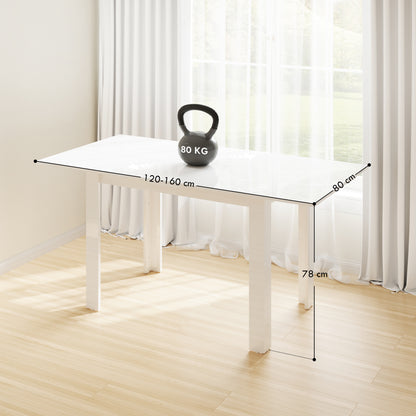 Extending Six-Person High Gloss Dining Table - White