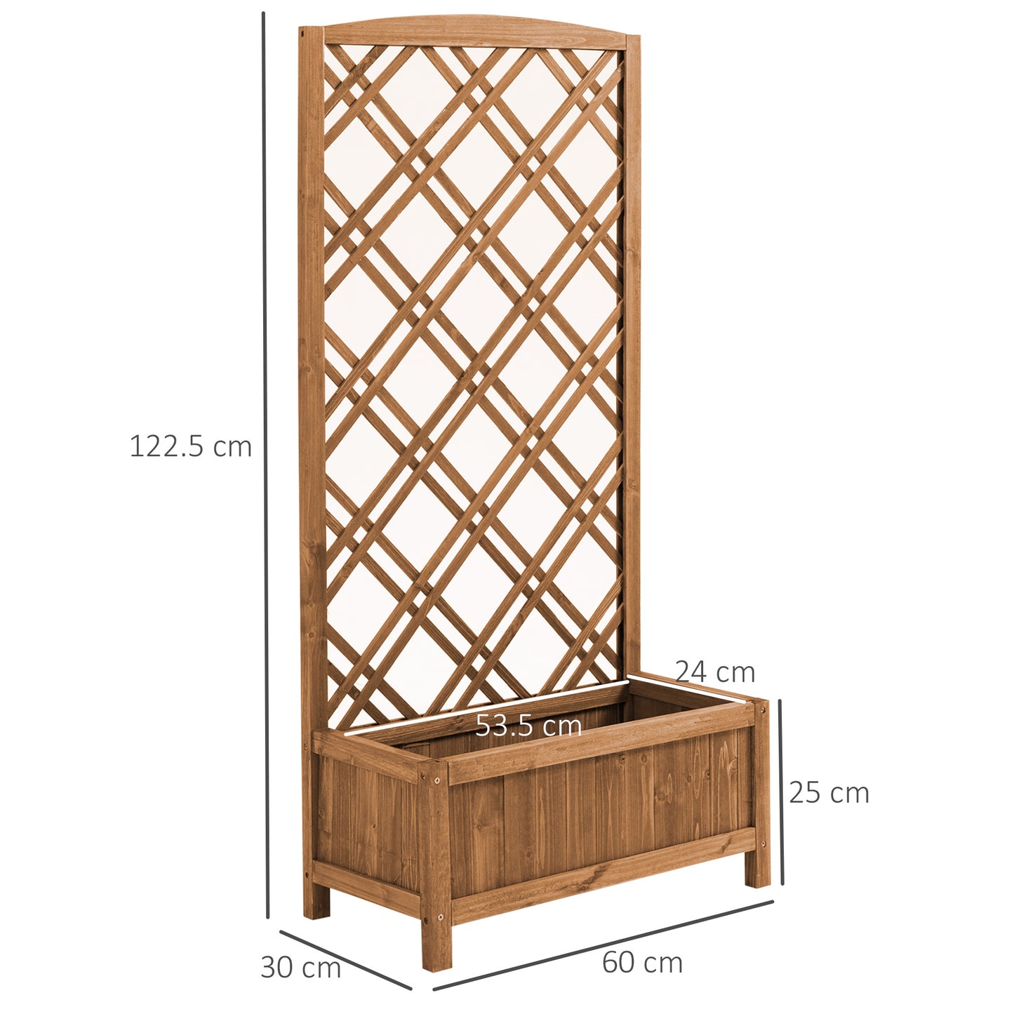 Garden Planter with Trellis, Wooden Raised Bed for Garden with Lattice Trellis for Vegetables, Herbs and Flowers, Brown