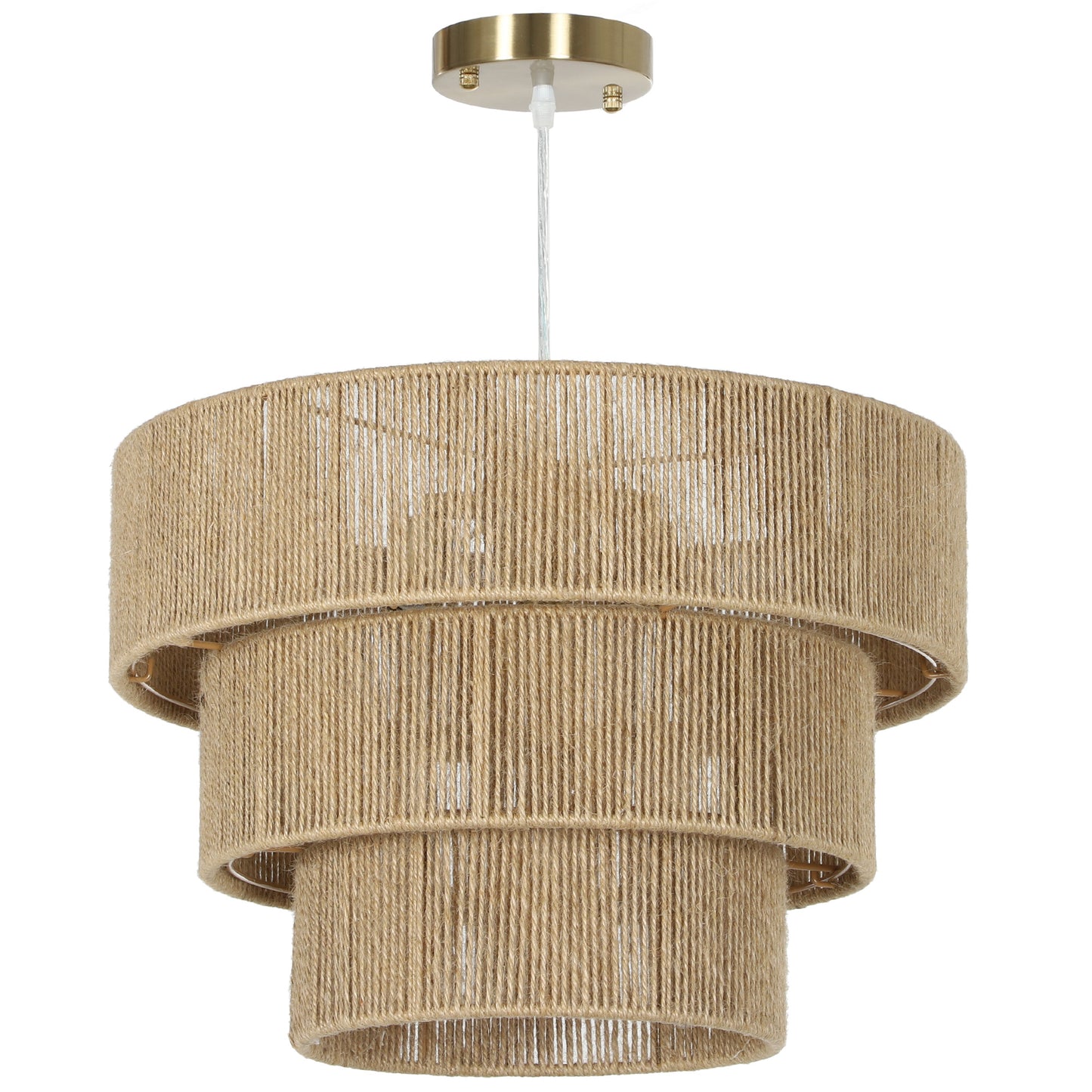 Hemp Rope Ceiling Light, 3-Layer Boho Pendant Light, 4 x E14 Vintage Ceiling Lamp Fixtures for Living Room, Bedroom, Kitchen