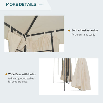 3 x 3 m Garden Gazebo Double Roof Marquee Patio Wedding Party Tent Canopy Shelter with Sidewalls, (Beige)