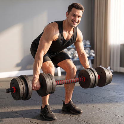 20kg 2 IN 1 Adjustable Dumbbells Weight Set, Dumbbell Hand Weight Barbell for Body Fitness, Lifting Training for Home