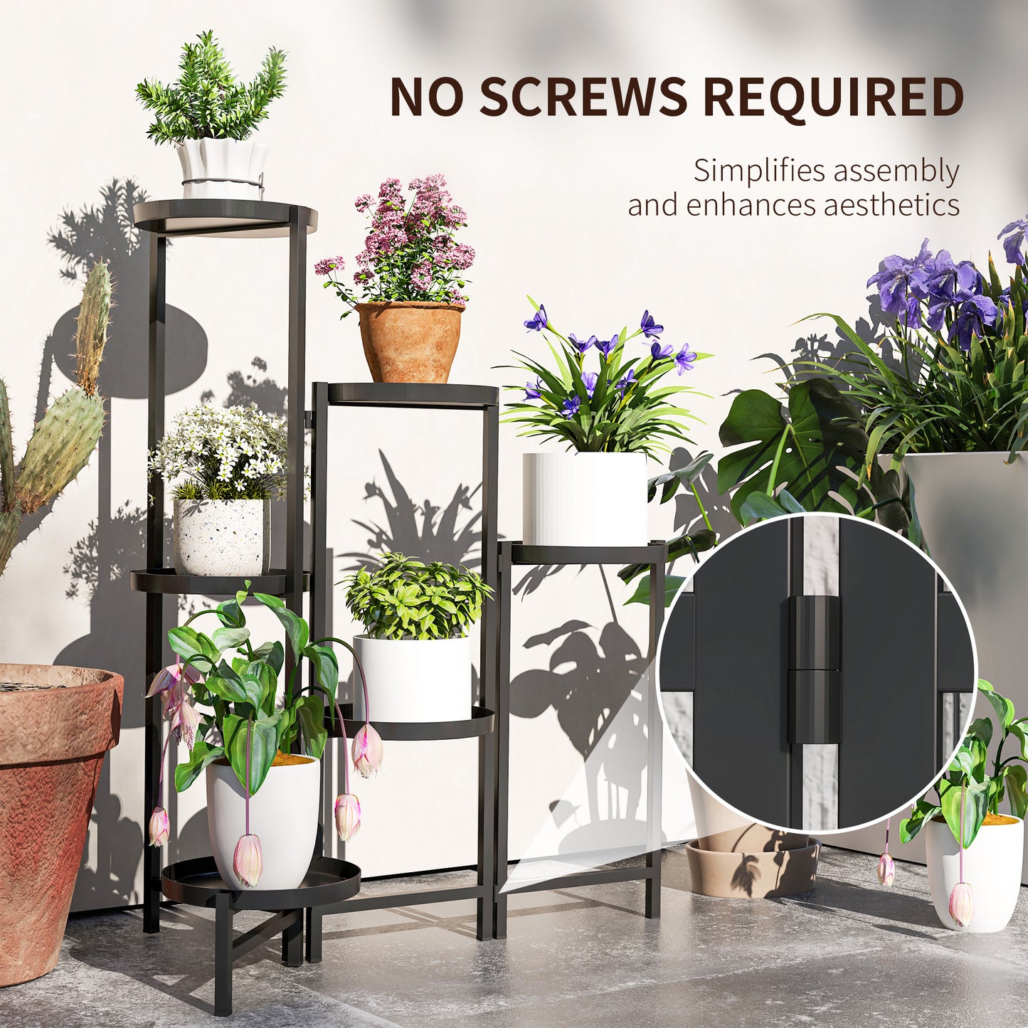 3 Tier Plant Stand Indoor Outdoor, Foldable Corner Plant Stands for Multiple Plants