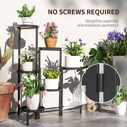 3 Tier Plant Stand Indoor Outdoor, Foldable Corner Plant Stands for Multiple Plants