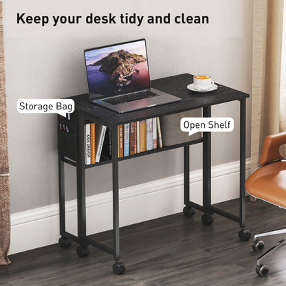 80 cm Drop Leaf Writing Work Desk - Black